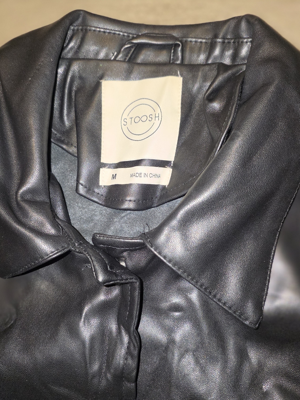 STOOSH Black Faux Leather Women’s Button Jacket Medium